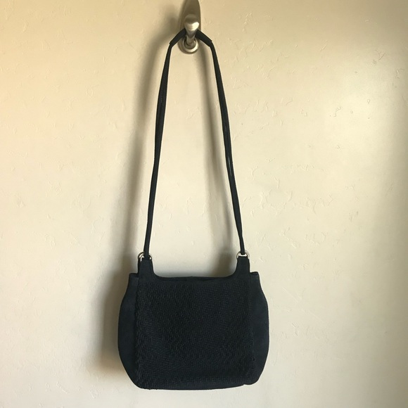 Liz Claiborne Blue Suede Bag Woven Suede Front - Picture 4 of 7